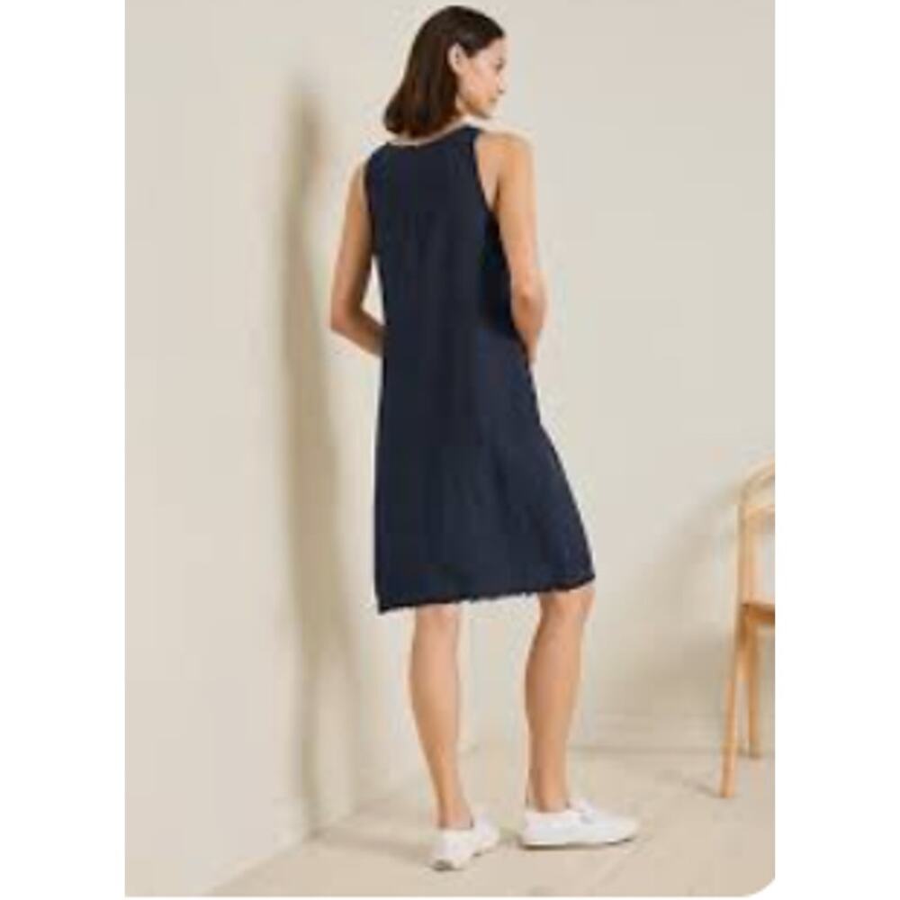 Garnet Hill Harborside Linen Fringe-Hem Dress Size 14 Minimalist Quiet Luxury - Picture 3 of 16